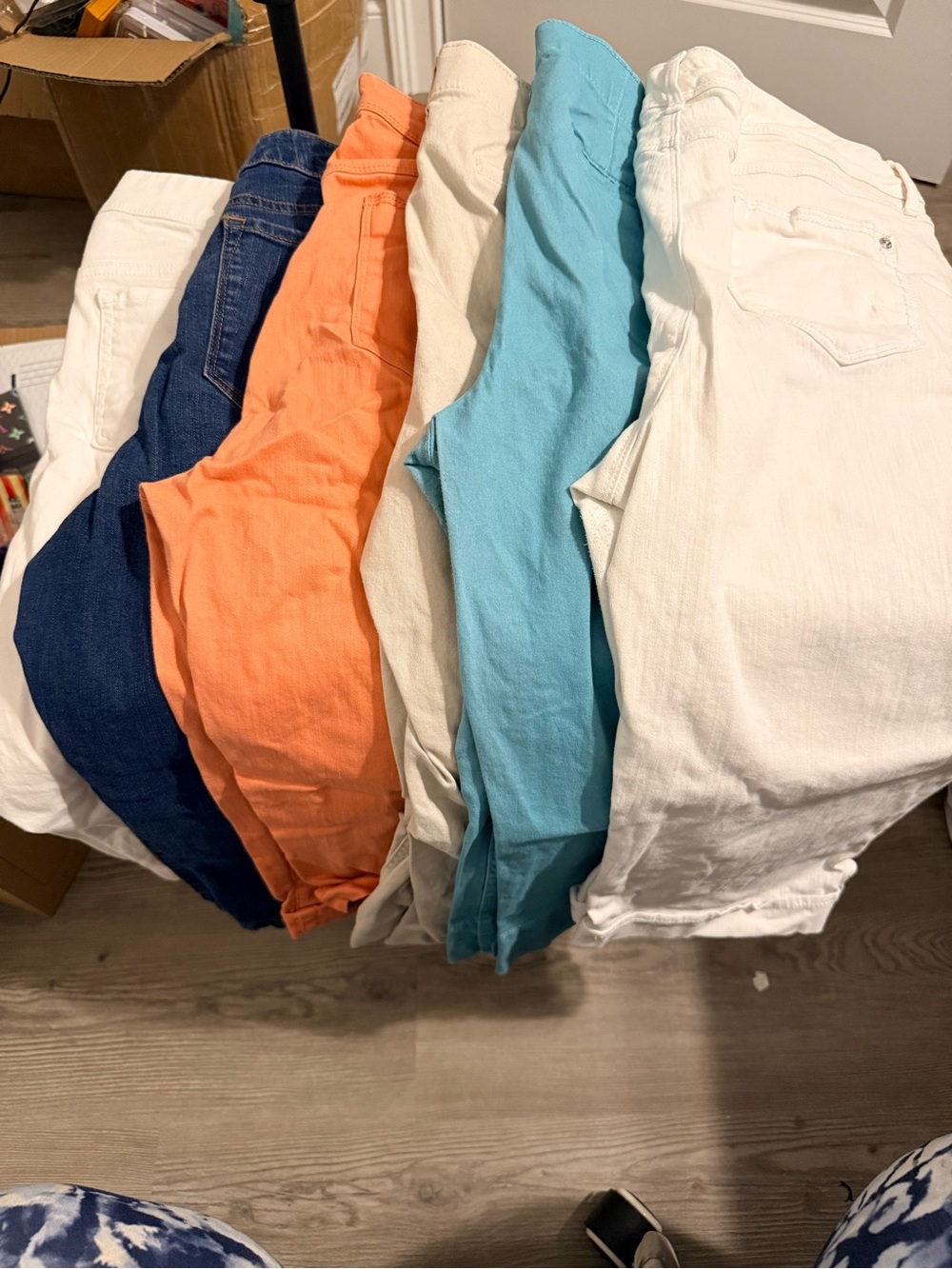 Womens Capri Jeans - White, Blue, Orange, Teal, Cream Colors